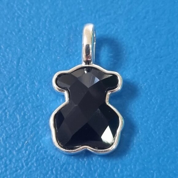 Tous Sterling Silver Medium Onyx Bear Pendant 15mm - Picture 1 of 7